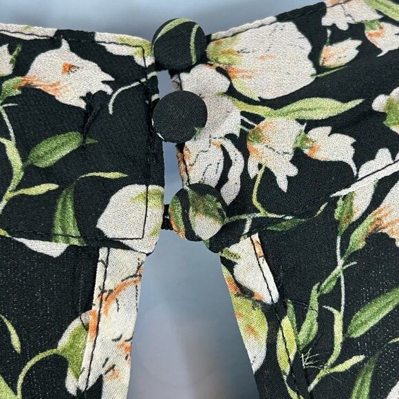 Nasty Gal Black Floral Boho Mini Dress Balloon Sleeve Size 6 - Picture 13 of 16